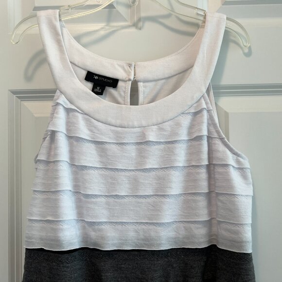 AB STUDIO Black/Gray/White Sleeveless Top, M, Layers, Stretchy, Scoop Neck, NWOT - Picture 2 of 8